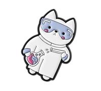 Spilla smaltata multiuso per abbigliamento a tema laboratorio borse cappelli decorazione gioielli accessori scienziato gatto spilla, Misura unica, come descritto