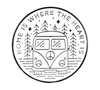 Spilla smaltata per avventure all'aria aperta con bussola, montagna, campeggio, fiamma, arcobaleno, macchina fotografica, motivi selvaggi e deserti