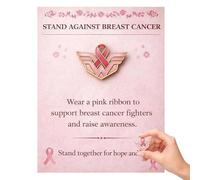 Spilla smaltata per la consapevolezza del cancro al seno con nastro rosa, spilla a nastro alato con messaggio ispiratore, distintivo per gioielli di supporto per i sopravvissuti (1pcs)