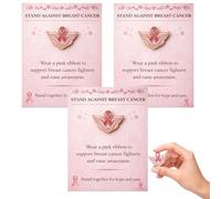 Spilla smaltata per la consapevolezza del cancro al seno con nastro rosa, spilla a nastro alato con messaggio ispiratore, distintivo per gioielli di supporto per i sopravvissuti (3pcs)