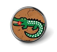 Spilla smaltata - Spilla rotonda in metallo con marchio del clan del coccodrillo, distintivo alla moda per abbigliamento, cappelli, decorazione di borse