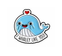 Spilla smaltata Whaley Like You Whale, 3,1 x 3 cm, simpatica spilla da bavero con balena blu con cuore, divertente spilla con animali dell'oceano, regalo romantico per partner amante delle balene
