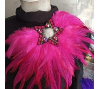 Spilla Spallina In Piuma Di Cristallo A Cinque Punte Per Carnevale Punk