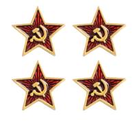 Spilla Stella Rossa URSS Distintivo Comunista con Falce e Martello in Metallo Collezione 4 Pezzi per Appassionati di Storia Sovietica