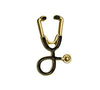Spilla Stetoscopio Retrò in Lega Oro, Stile Cartone per Camici | Decorazione per Uniforme e Giacca, 2, 8g, Uso su Laccetti, per Compleanno e Camice Bianco