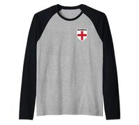 Spilla Tascabile con Bandiera Inglese e Scudo patriota Classico Maglia con Maniche Raglan
