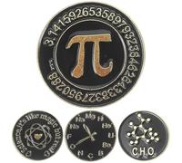 Spilla Tonda Nera in Lega, Smalto, 4 Pezzi, Tema Scienza e Matematica | Fermaglio Robusto, Stile Semplice e Classico, per Insegnanti e Studenti, Adatta a Lezioni e Occasioni