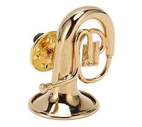 Spilla Tuba in Miniatura, Spilla da Bavero in Ottone, 2 Pollici con Custodia in Velluto Rosso, Accessorio Elegante per Concerti e Amanti degli Strumenti Musicali