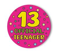 Spilla ufficiale per adolescente, decorazione per il 13° compleanno per ragazze, ufficialmente una festa adolescente, regalo per dolce 13 anni, figlia, nipote, rosa scuro, 58 mm