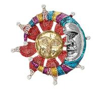 Spilla unica a forma di sole e luna, con cristalli colorati, in acciaio inox, per donne e uomini, accessorio alla moda, decorazione artistica