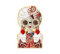 Spilla unica a forma di testa di ragazza raccolta smaltata spilla da bavero in metallo accessorio artigianale per l'uso quotidiano in lega di zinco da collezione storica Pin, One Size, come descritto