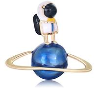 Spilla unisex a forma di astronauta che fa un passo pianeta in lega, spilla da bavero, decorazione per vestiti, idea regalo