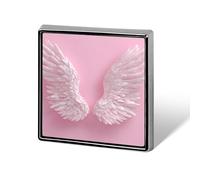 Spilla unisex con ali d'angelo bianche 3D su rosa, spilla quadrata leggera, gioiello per abbigliamento, scialle e cappello