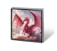 Spilla unisex con drago rosa tra le nuvole e spille quadrate leggere da bavero gioielli per abbigliamento scialle cappello