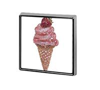 Spilla unisex con gelato rosa in un cono e spille quadrate leggere da bavero gioielli per abbigliamento scialle cappello