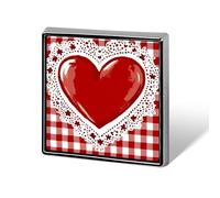 Spilla unisex con grande cuore rosso e spille quadrate leggere da bavero gioielli per abbigliamento scialle cappello