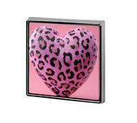 Spilla unisex con stampa leopardata rosa 3D a forma di cuore e spille quadrate leggere da bavero gioielli per abbigliamento scialle cappello