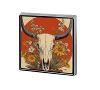 Spilla unisex con teschio di mucca occidentale con fiori selvatici e spille quadrate leggere da bavero gioielli per abbigliamento scialle cappello