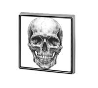 Spilla unisex con teschio umano bianco e nero e spille quadrate leggere da bavero distintivo gioielli per abbigliamento scialle cappello