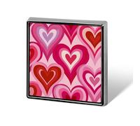 Spilla unisex moderna della metà del secolo con cuore rosa e rosso quadrato leggero bavero distintivo gioielli per abbigliamento scialle cappello