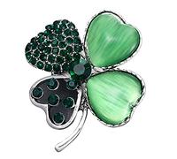 Spilla verde a quattro foglie portafortuna, spilla a forma di trifoglio, per zaino, decorazioni per gioielli, San Patrizio, accessori per il giorno di San Patrizio, accessori per feste per le donne
