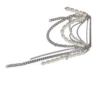 Spilla versatile a catena in metallo con frangia multistrato e perle artificiali Decors scintillante frangia pin alla moda per cappotti e giacche