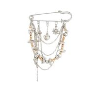 Spilla versatile con catena in metallo con frange per giacche, maglioni, borse, per migliorare abiti più occasioni, leggera e portatile con catena in metallo con nappe spilla, Misura unica, come