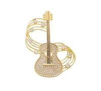 Spilla versatile per gioielli musicali alla moda con strass a forma di chitarra per eventi musicali abiti formali casual in lega d'oro Pin musicale, One Size, come descritto