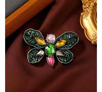 Spilla vintage a forma di farfalla, da donna, con strass di cristallo, spilla a forma di insetto con ali a foglia cava, gioiello per cappotto