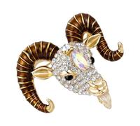 Spilla Vintage a Testa di Pecora con Cristalli, per Cappelli | Lega di Metallo Lucida, Chiusura Sicura e Profilo Tridimensionale, per Fiere e Business