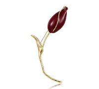 Spilla vintage con bocciolo di tulipano rosso per donna, elegante spilla smaltata floreale da bavero accessorio per cappotto, vestito, sciarpa, vestito regalo