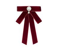 Spilla vintage con fiocco con perle per donne e ragazze alla moda in velluto grande fiocco pre-legato clip spille da bavero spille stile preppy sciarpa vestito accessori per vacanze ritorno a casa