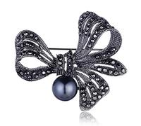 Spilla Vintage con Fiori di Strass e Perle di Cristallo, Spilla da Donna, Gioielli Eleganti da Sposa