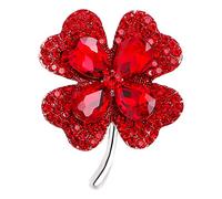 Spilla vintage con foglie verdi rosse e verdi spilla da bavero per sciarpa abbigliamento corpetto fiore per strass accessori gioielli San Valentino De Spilla Pin per le donne, Misura unica, come