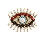 Spilla vintage con perle di cristallo blu, portafortuna, protegge il malocchio, per donne e ragazze, gioiello turco, idea regalo, zinco, senza pietra preziosa, Pietre preziose, perle, zinco, Nessuna