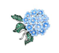 Spilla vintage con strass ortensia in lega smaltata con disegni floreali da donna per feste accessori regalo spilla a forma di fiore in lega, Misura unica, come descritto