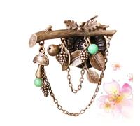 Spilla Vintage in Bronzo, Gioiello Decorativo Donna Elegante | Stile Letterario Fresco, Forma Cono di Pino, Colore Oro, Accessorio Raffinato per Abiti Casual e Idee Regalo Donna