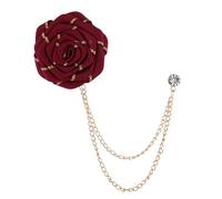 Spilla vintage rosa moda sposo spilla da sposa in tessuto fatto a mano spilla fiore spilla spilla spilla distintivo frangia catena accessori per abiti da uomo, Large, Lega di acciaio, Nessuna pietra