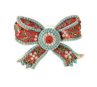 Spilla vintage smaltata a forma di grande fiocco - imitazione turchese retrò spilla per abito giacca accessori