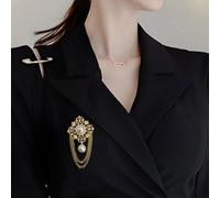 Spilla vintage vittoriana con perle in filigrana con fiore e nappa, spille da bavero per donne, feste, balli, banchetti delicati, bohémien, pendenti a goccia, per abiti, vestiti, accessori e gioielli