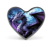 Spilla viola con drago viola e luna a forma di cuore, in lega di alluminio, per regalo di San Valentino, spille per giacche, zaini e altri vestiti