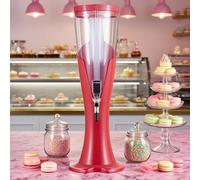 Spillatore Birra da Casa Distributore di Bevande Mimosa Tower per Feste, Distributore di Bevande da Tavolo a Torre con Tubo Refrigerante Luminoso, Distributore di Birra(Red,2L/67.6oz)