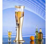 Spillatore Birra Dispenser per Bevande Dorati da 3, 2 e 1,5 Litri, Refrigeratore per Bevande/Birra Alla Spina con Nucleo di Ghiaccio e Rubinetto, Dispenser a Forma di Giraffa(1.5 L)