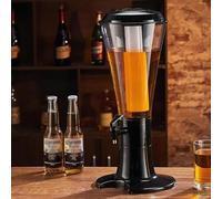 Spillatore Birra Set Torre Mimosa da 3 Litri con Rubinetto e Coperchio, Torre per Birra con Refrigeratore per Bevande Rimovibile per Feste, Torre per Bevande da Tavolo(Black,1-tap)