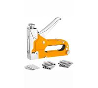 Spillatrice Manuale 3 in 1 per Legno e Tappezzeria - Graffatrice con 600 Graffette Tipo D, U, T - Utensile Fai-da-Te Ergonomico per Fissaggi - Resistente e Facile da Usare - Arancione