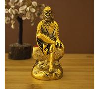 Spillbox Statua in ottone ossidato con finitura dorata Sai Baba Murti Idolo Statua Idolo Statua Showpiece per casa ufficio Figurine religioso Pooja regalo decorazione soggiorno decorazione casa