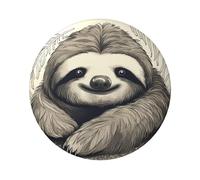 Spille a bottone a forma di animale bradipo My Spirit, 1 pezzo, 6,1 cm, rotondo, in metallo, con foto personalizzate, kit per artigianato, progetti fai da te per feste di Natale, Misura unica, Nessuna