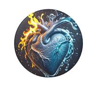 Spille a bottone a forma di cuore con fuoco e acqua, 12 pezzi, 6,1 cm, rotonde, in metallo, con foto personalizzate, kit per artigianato, progetti fai da te per feste di Natale