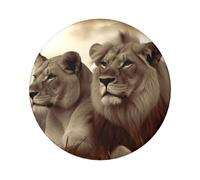 Spille a bottone con leone africano e leonessa, 1 pezzo, 6,1 cm, rotonde, in metallo, con foto personalizzate, kit per progetti fai da te per feste di Natale, Misura unica, Nessuna pietra preziosa