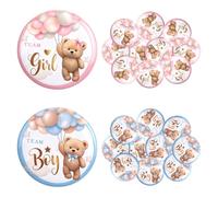 Spille a bottone per rivelare il genere, 20 pezzi, 4,3 cm, per ragazzi o ragazze, spille per rivelare il genere, spille blu e rosa per baby shower, spille per bomboniere e forniture per giochi